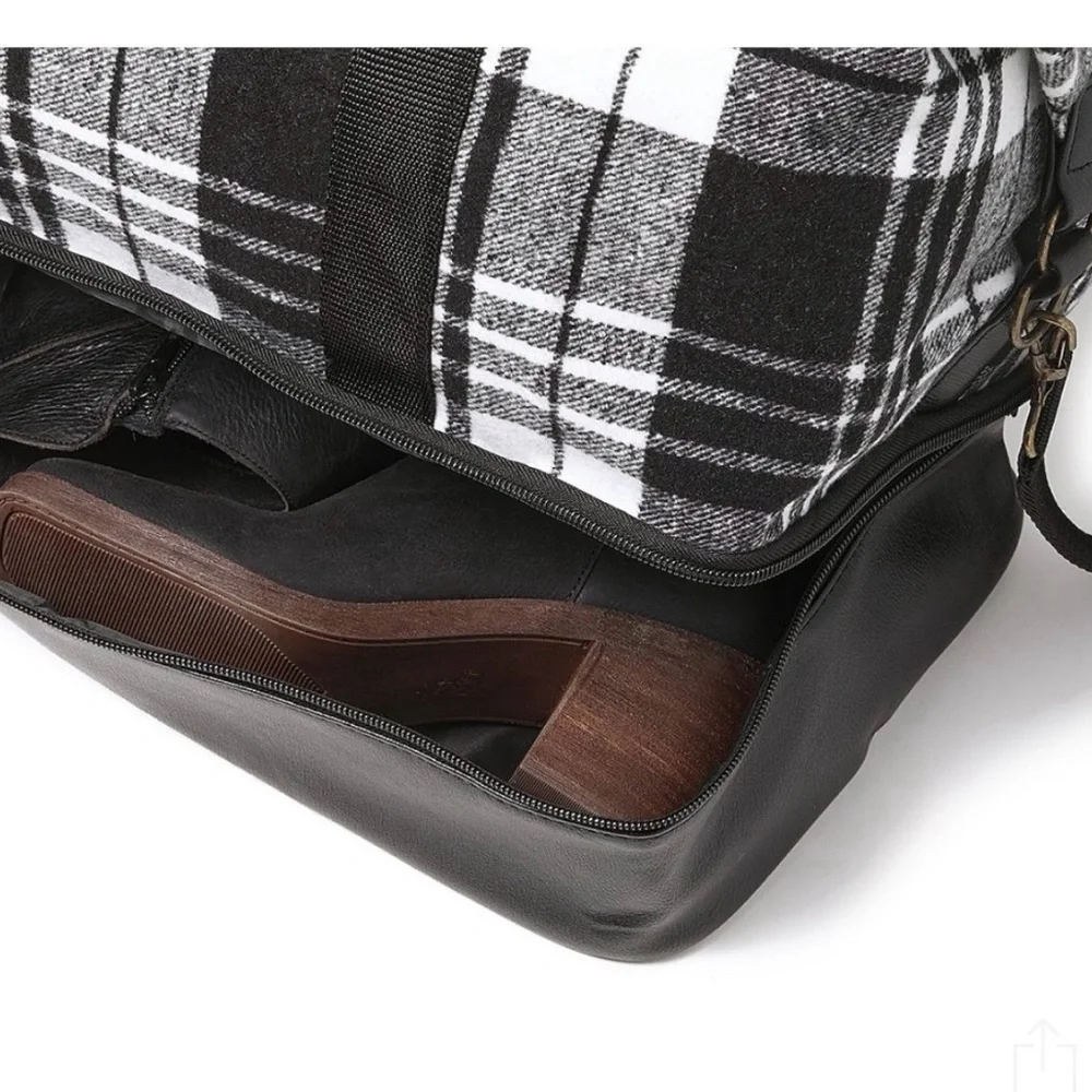 DSW Black and White Plaid Weekender Bag